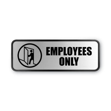 COSCO Brushed Metal Office Sign, Employees Only, 9 X 3, Silver freeshipping - TVN Wholesale